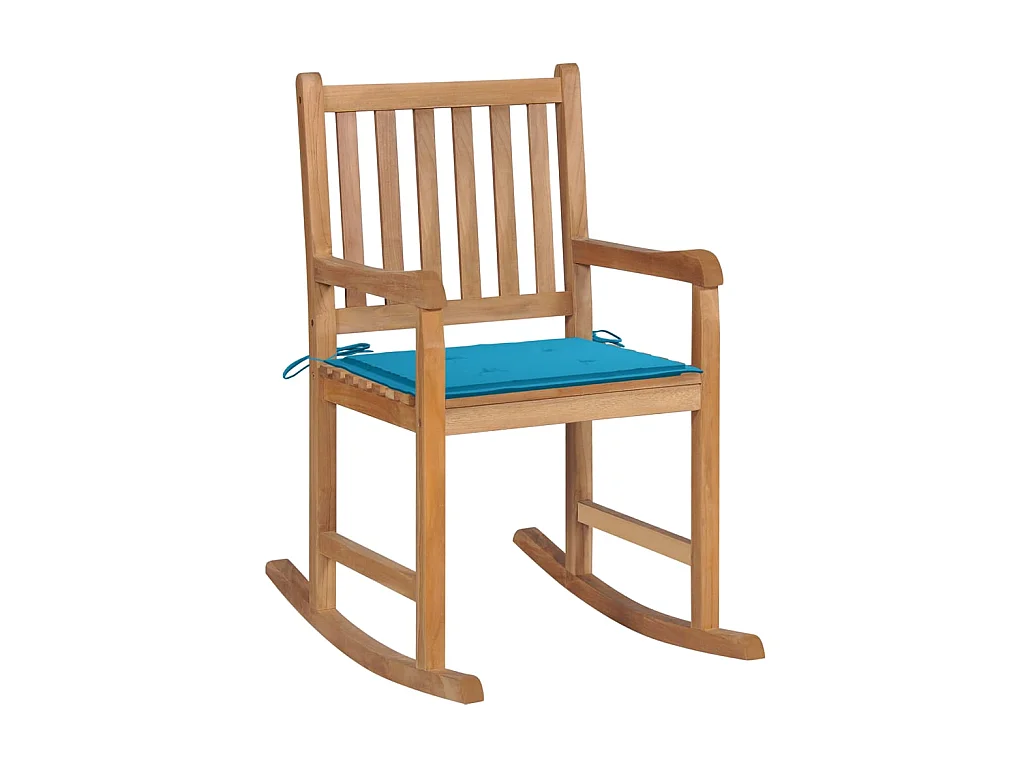 Fauteuil à bascule avec coussin bleu Bois de teck solide BE45110