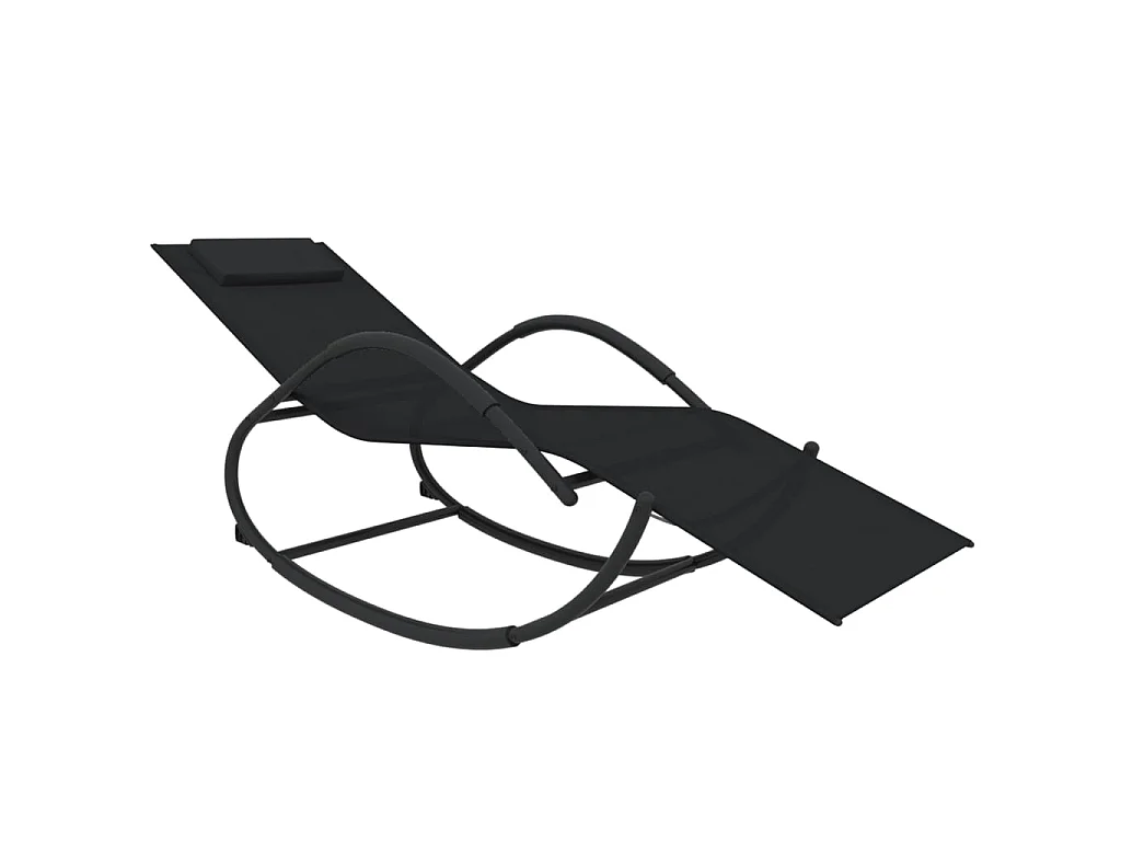 Lot de 2 Chaises longues à bascule Noir Acier et textilène BE47141