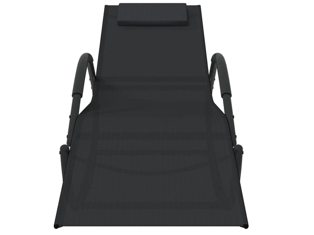 Lot de 2 Chaises longues à bascule Noir Acier et textilène BE47141