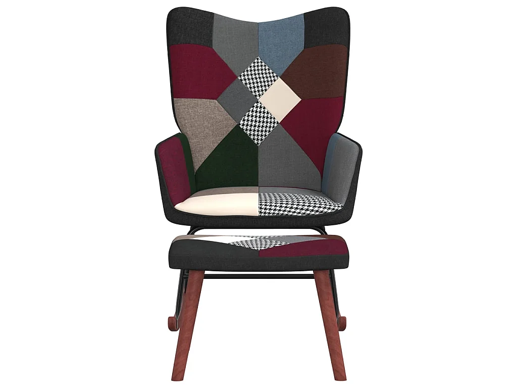Fauteuil à bascule avec tabouret Patchwork Tissu LSJ7318