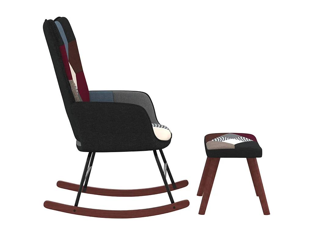 Fauteuil à bascule avec tabouret Patchwork Tissu LSJ7318