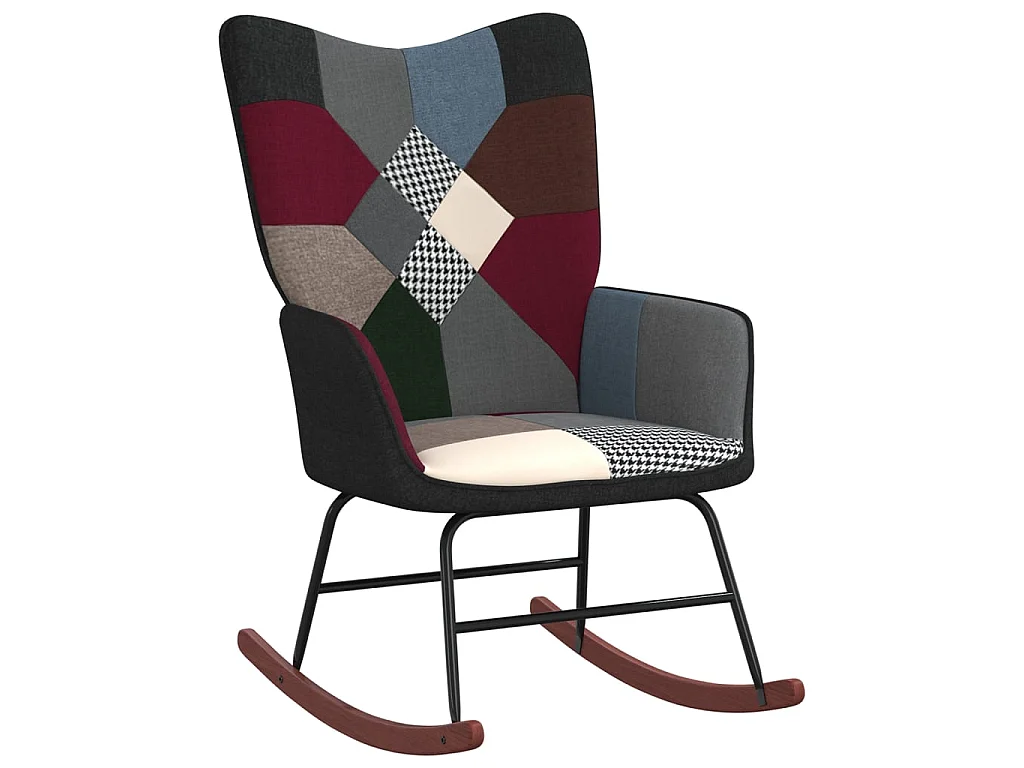 Fauteuil à bascule avec tabouret Patchwork Tissu LSJ7318