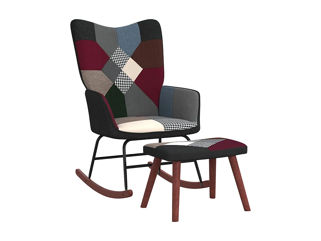 Fauteuil à bascule avec tabouret Patchwork Tissu LSJ7318