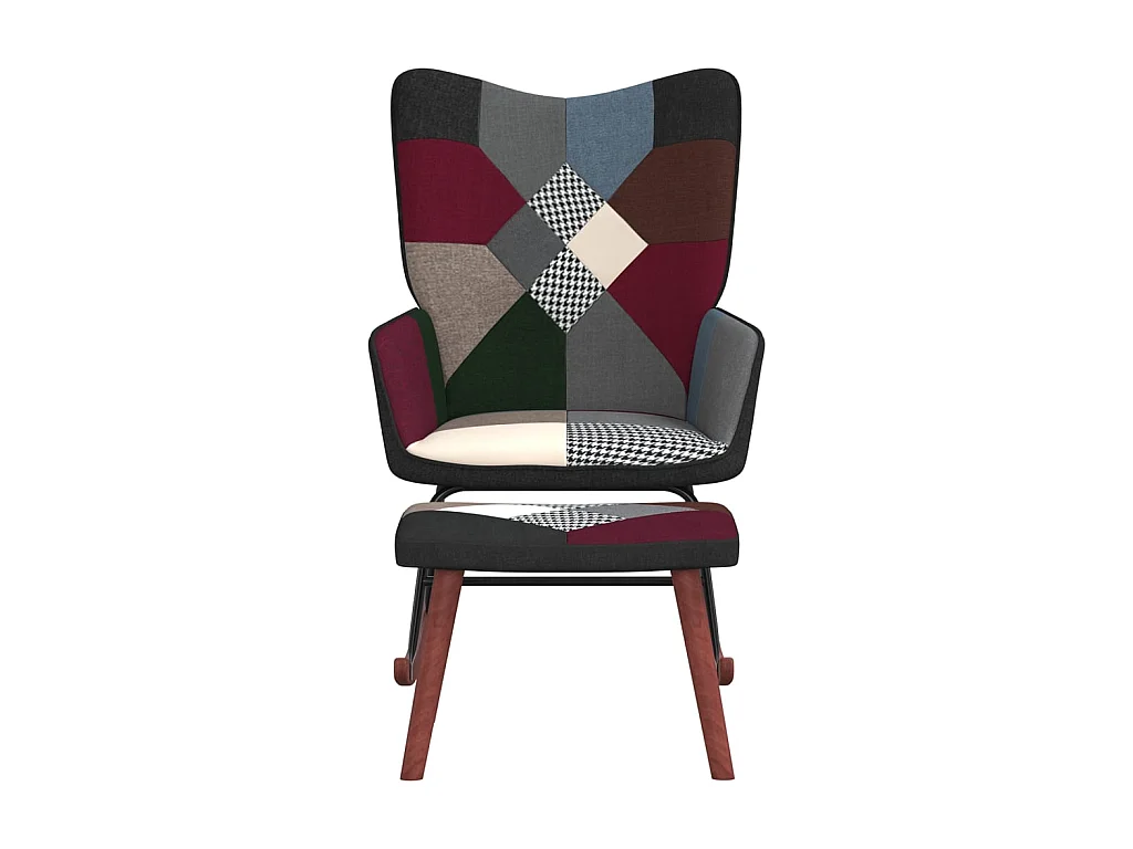 Mecedora con taburete tela patchwork ES23345