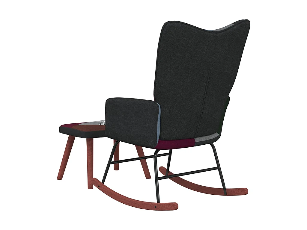 Mecedora con taburete tela patchwork ES23345