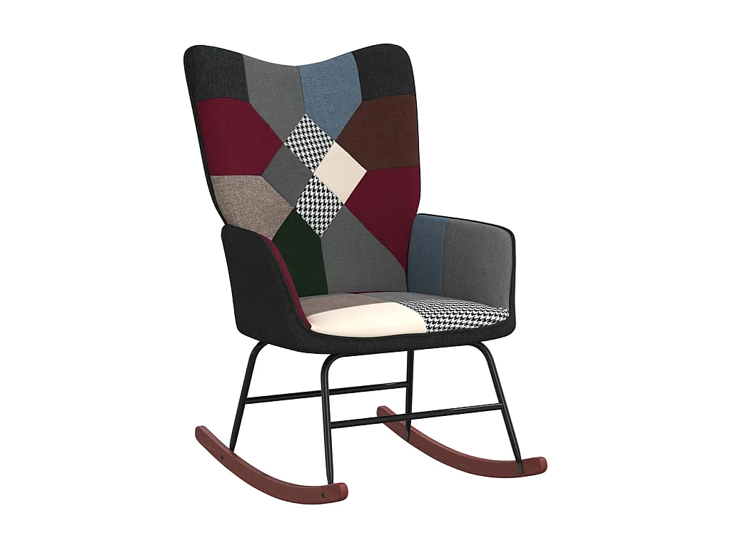 Mecedora con taburete tela patchwork ES23345