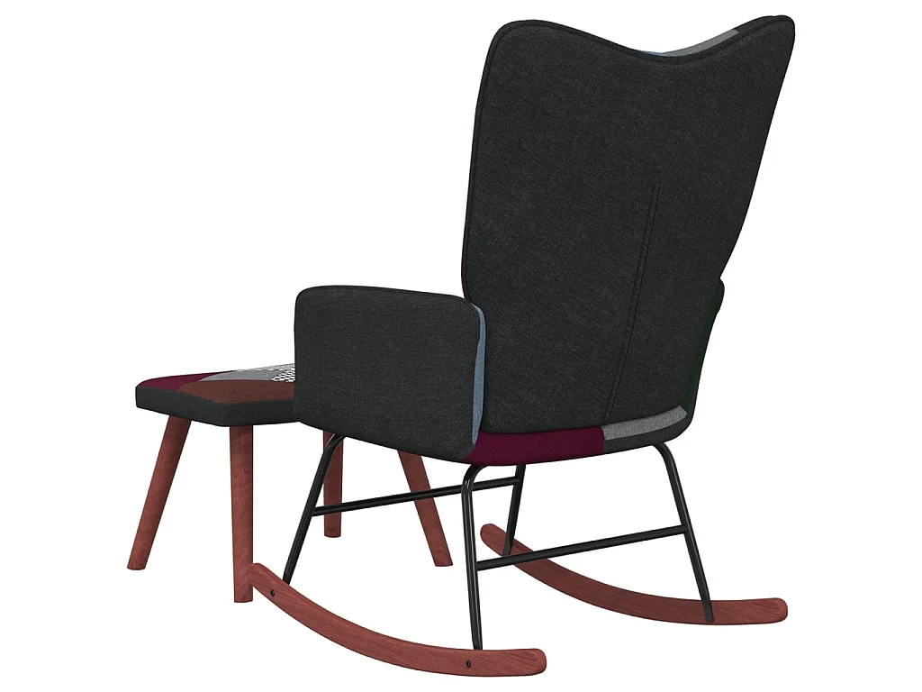 Fauteuil à bascule avec tabouret Patchwork Tissu LSJ7318