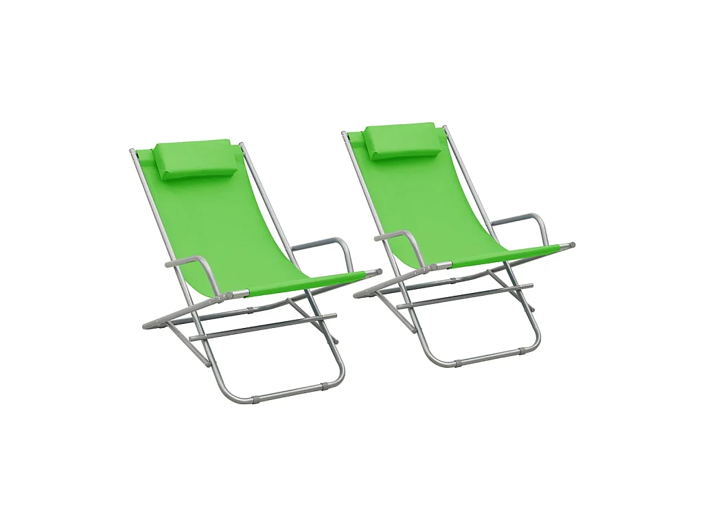 Lot de 2 Chaises à bascule Acier Vert BE85936