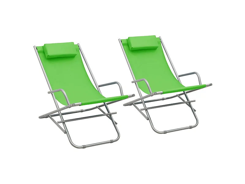 Lot de 2 Chaises à bascule Acier Vert BE85936