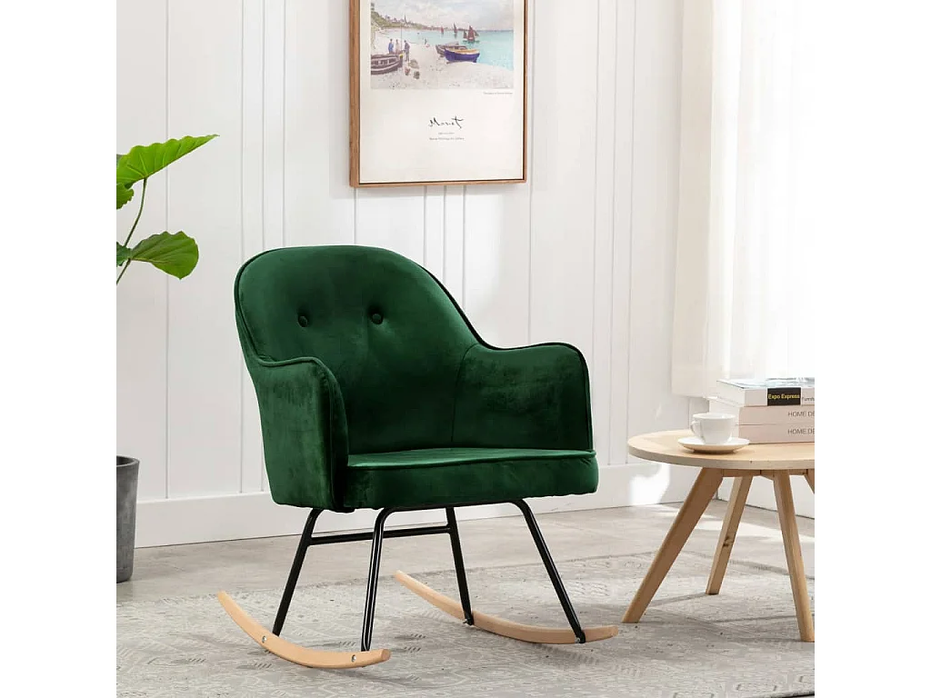 Fauteuil à bascule Vert foncé Velours BE91411