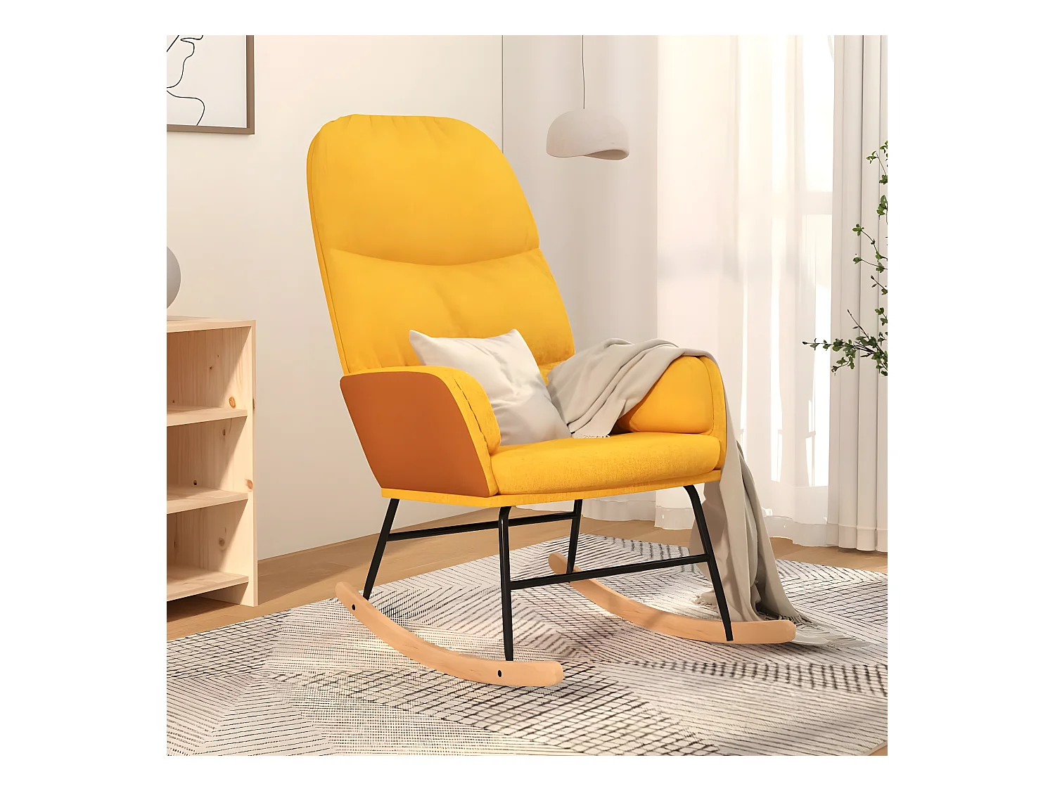 Fauteuil à bascule Jaune moutarde Tissu BE37540