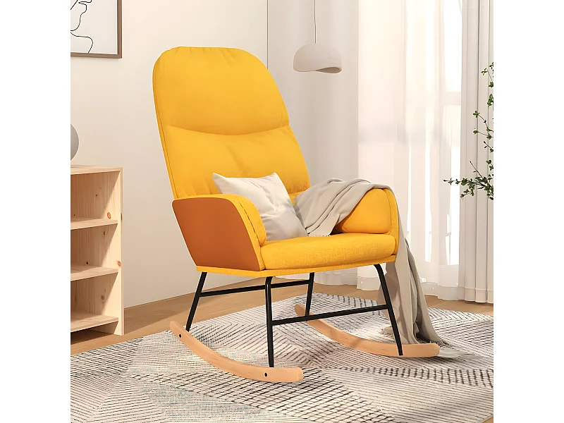 Fauteuil à bascule Jaune moutarde Tissu BE37540
