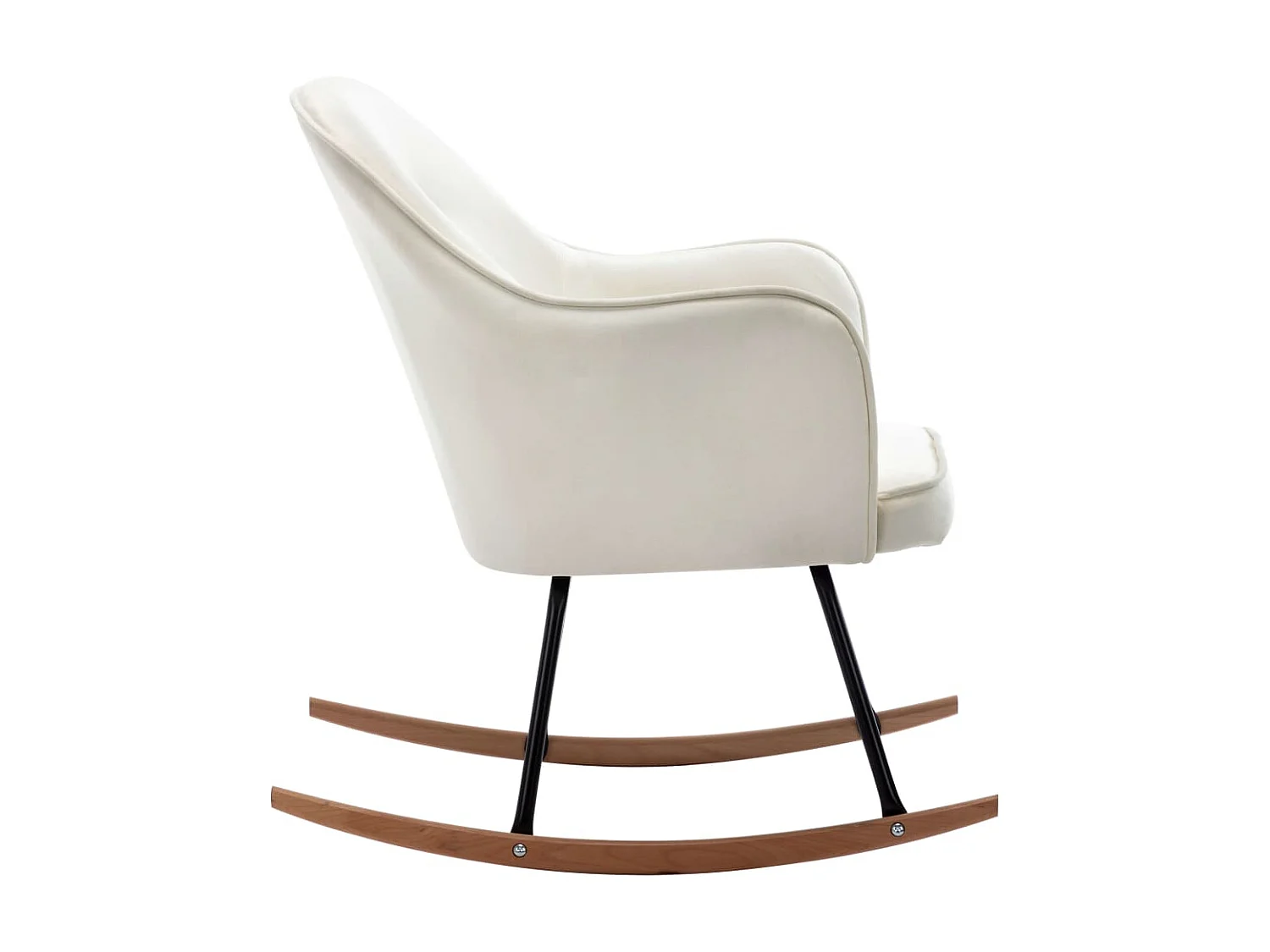 Fauteuil à bascule Blanc crème Velours BE95763