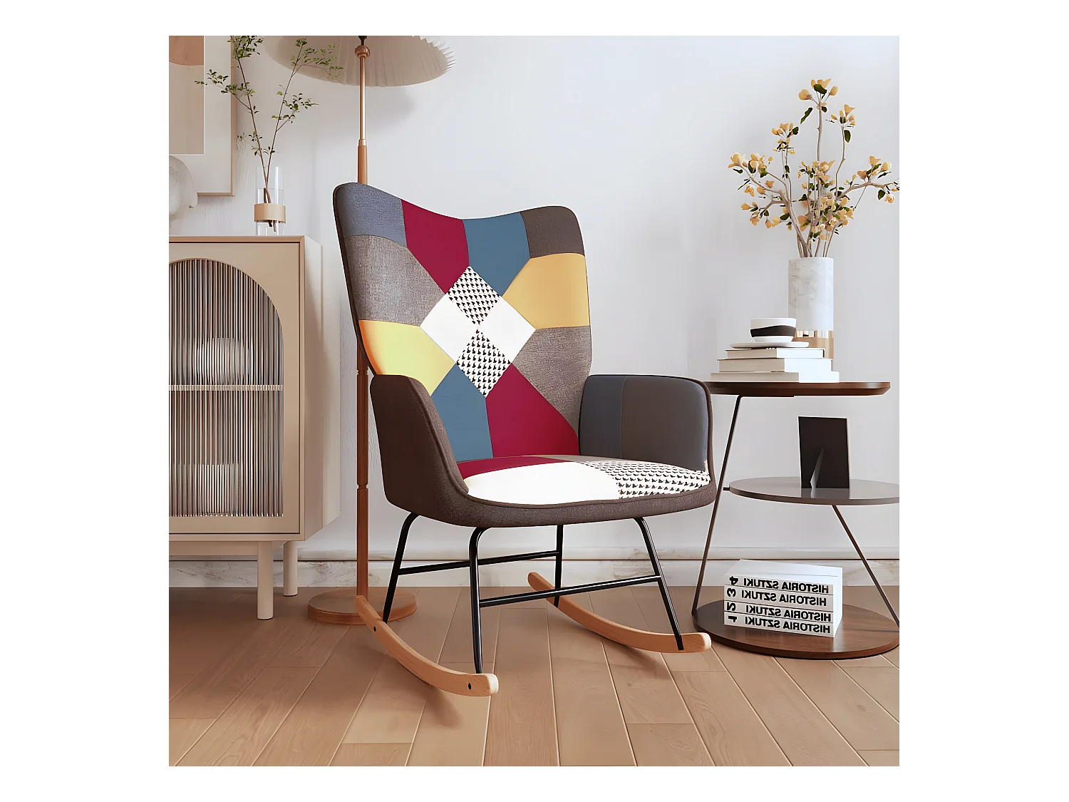 Fauteuil à bascule Patchwork Tissu BE82635