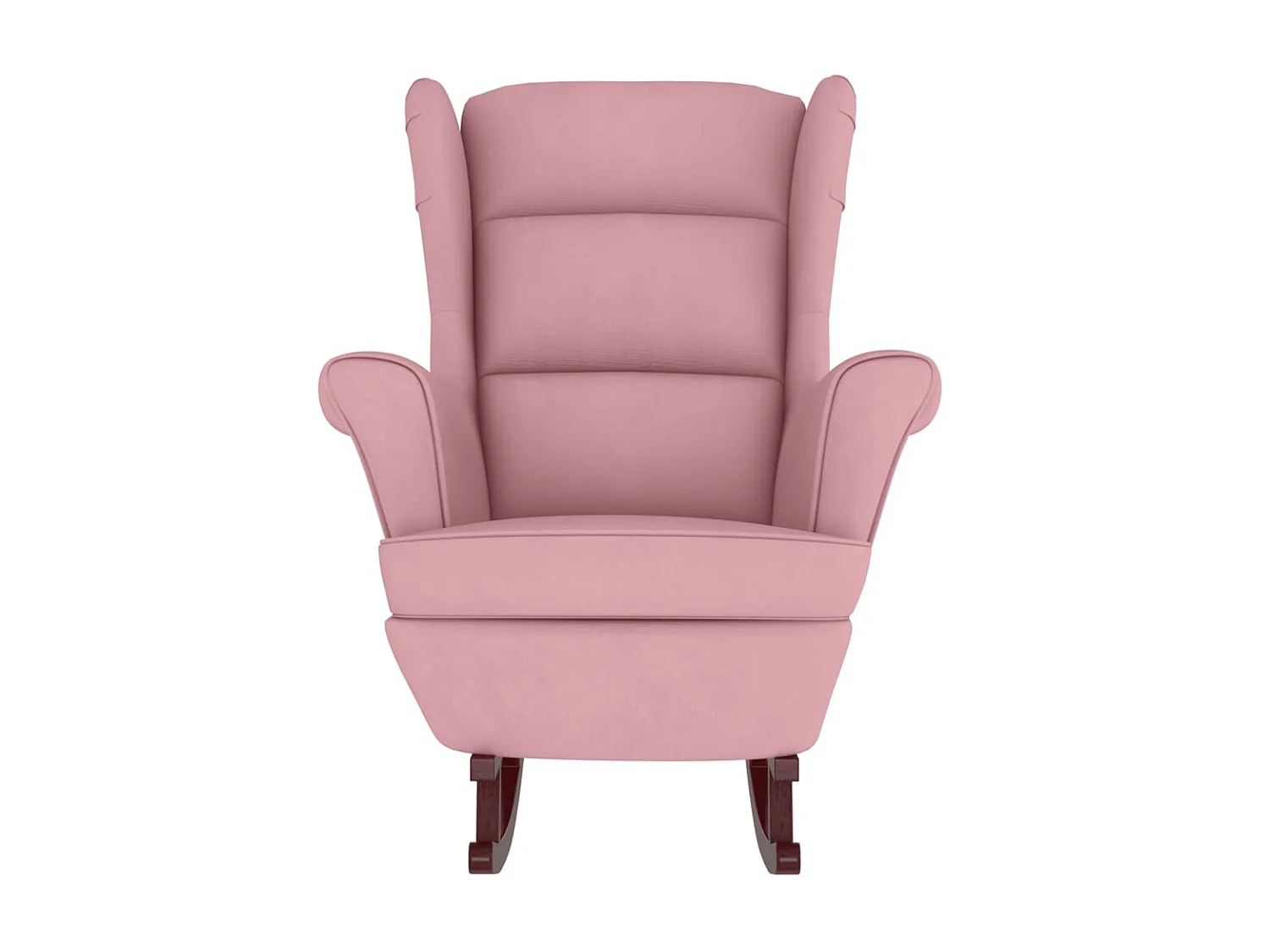 Fauteuil à bascule avec pieds en bois et tabouret Rose Velours BE2699