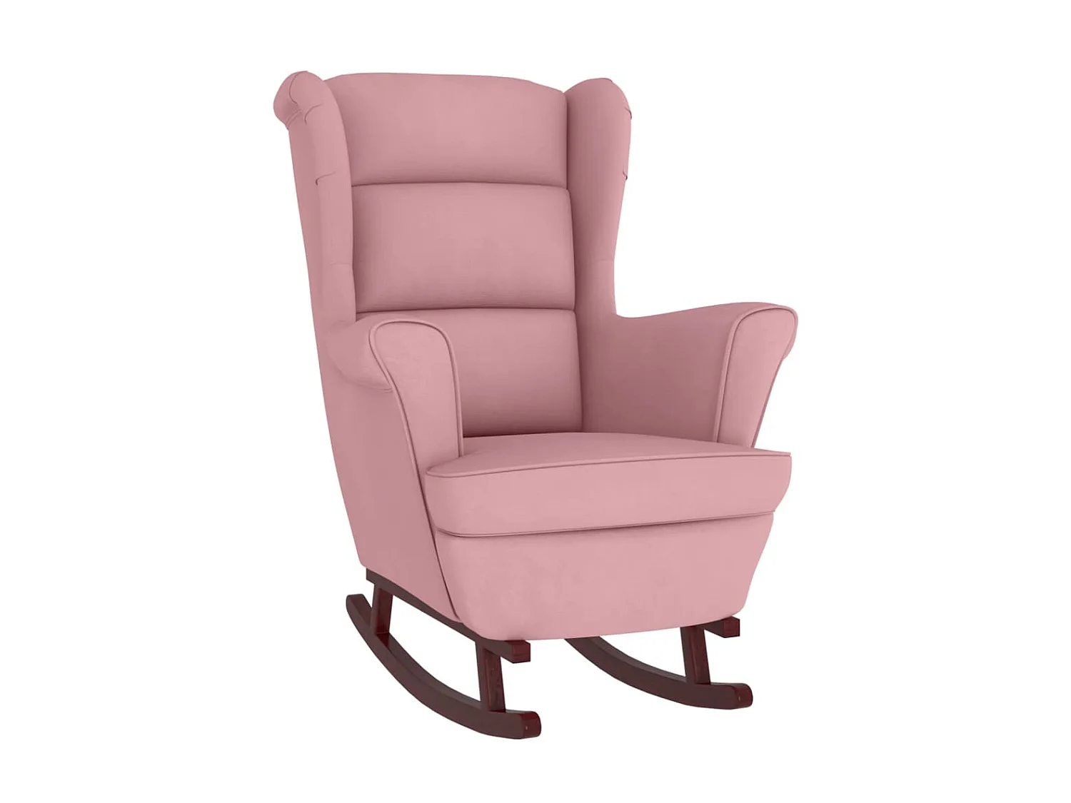 Schommelstoel met massief rubberwood poten fluweel roze NL133585