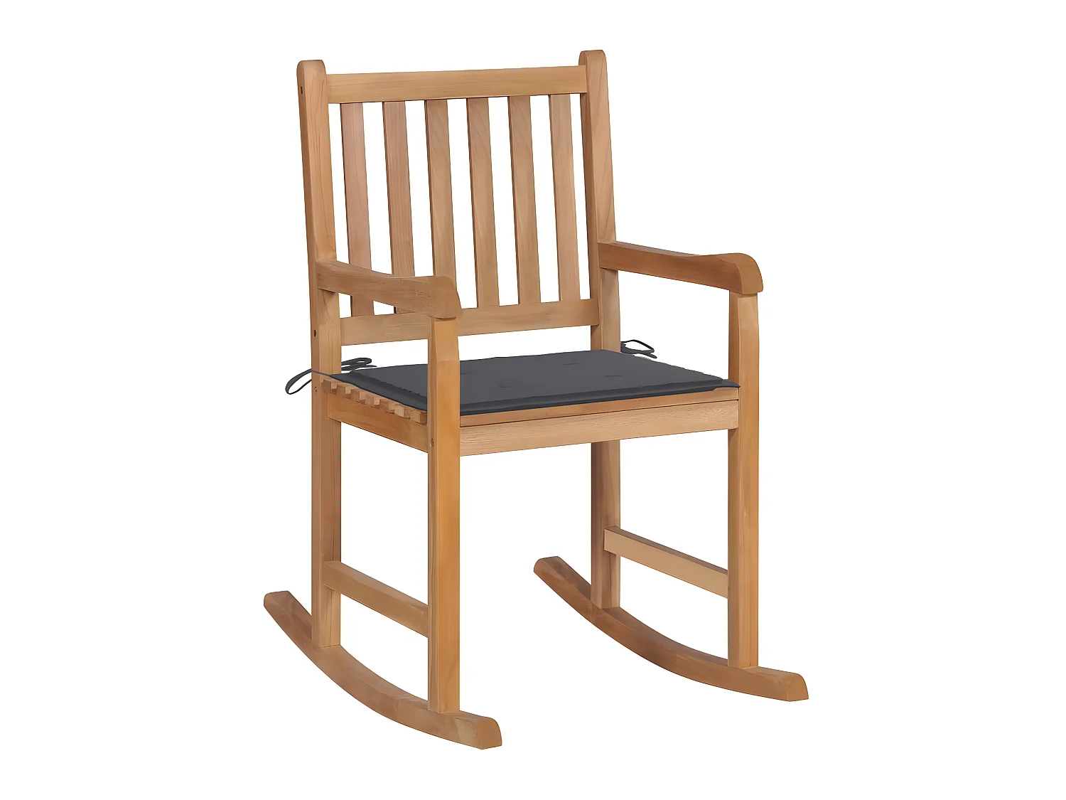 Fauteuil à bascule avec coussin anthracite Bois de teck solide BE51270