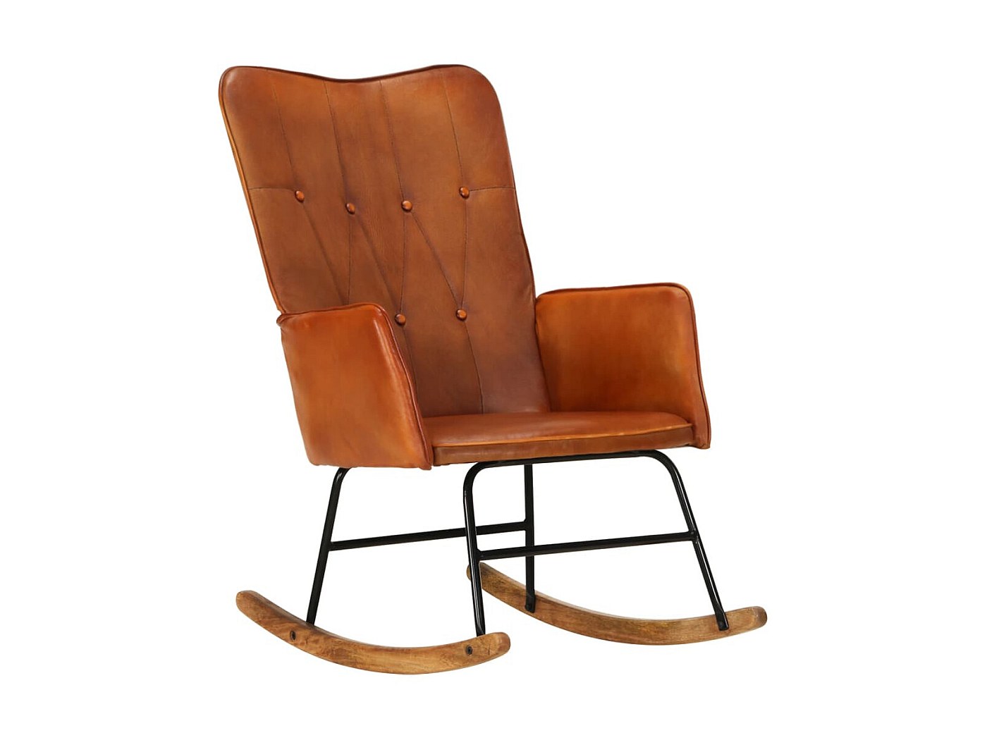 Sedia Dondolo In Pelle Tecnologica - Capacità 150 Kg - Design Anti-Ribaltamento - Marrone Chiaro - Foto 2