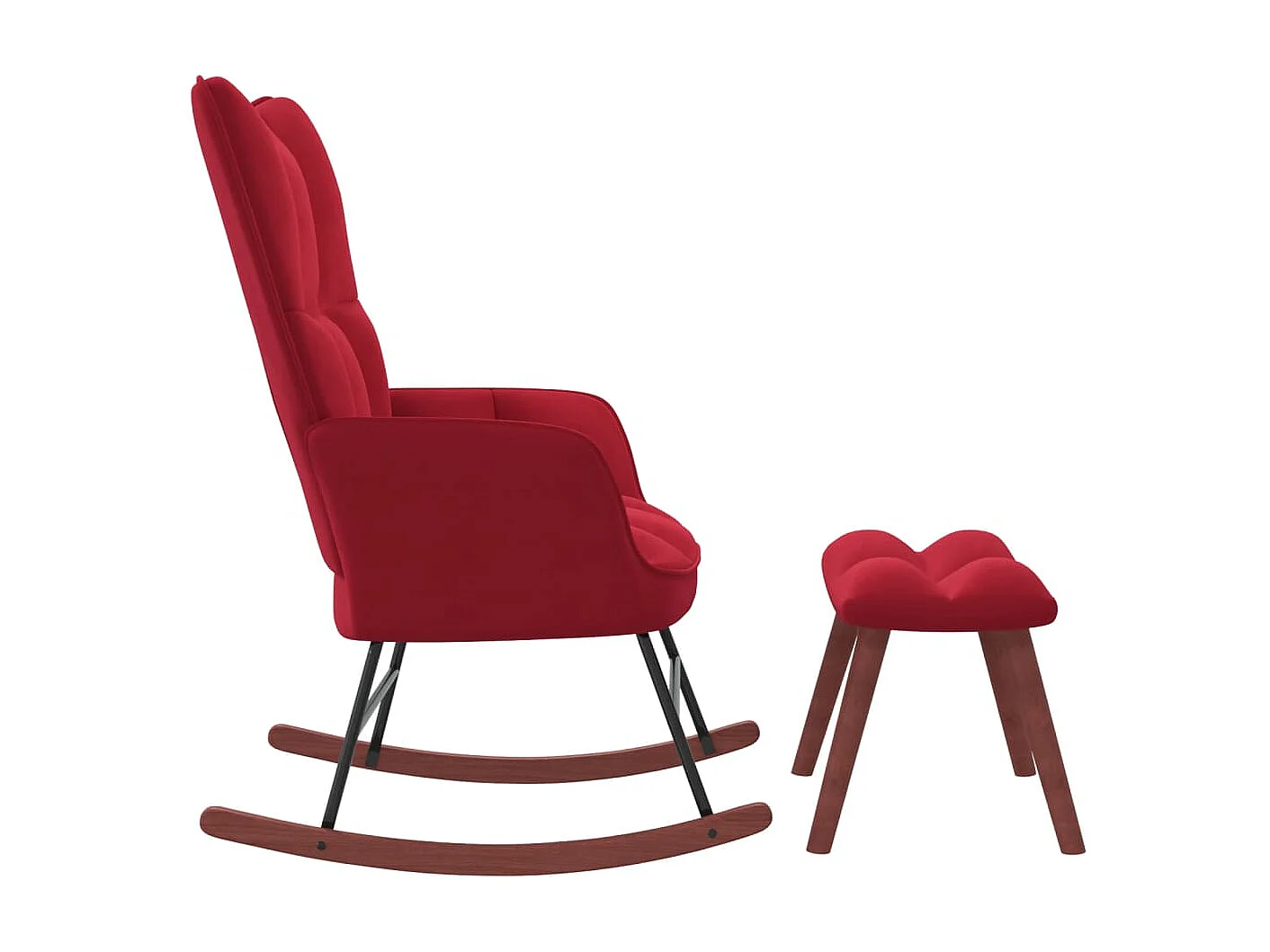 Fauteuil à bascule avec repose-pied Rouge bordeaux Velours BE32086