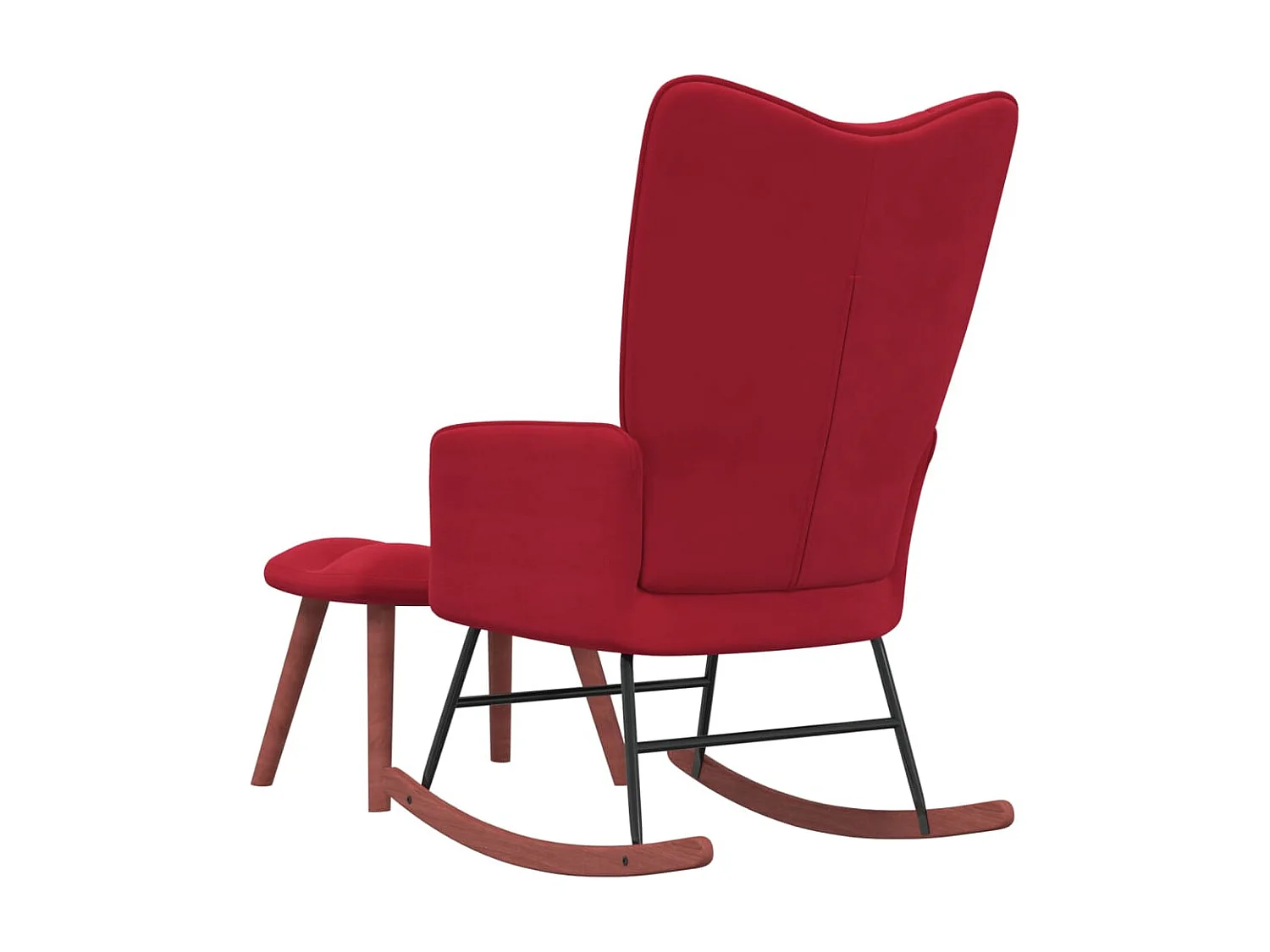 Fauteuil à bascule avec repose-pied Rouge bordeaux Velours BE32086