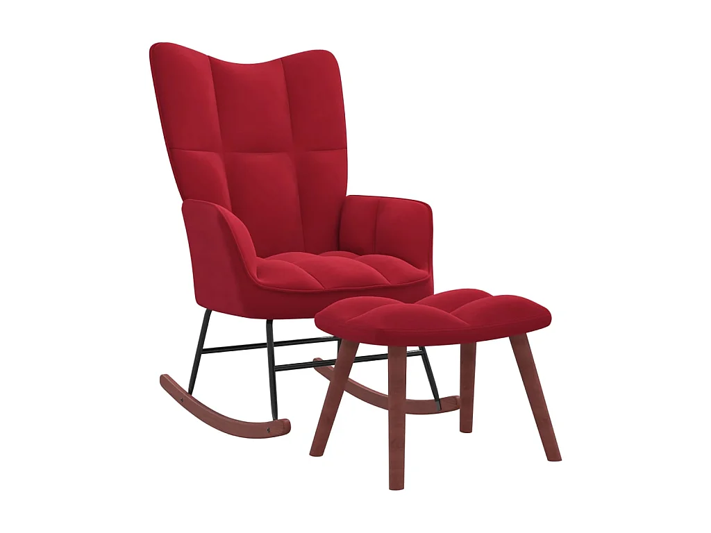 Fauteuil à bascule avec repose-pied Rouge bordeaux Velours BE32086