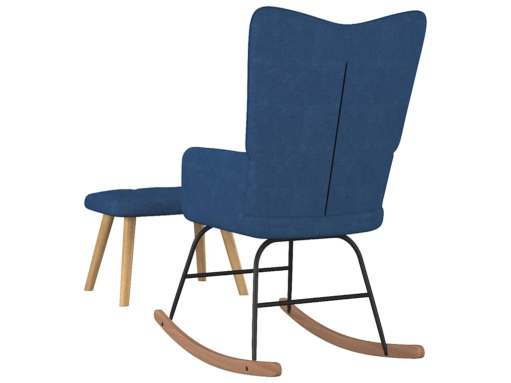 Fauteuil à bascule avec repose-pied Bleu Tissu LSJ7999