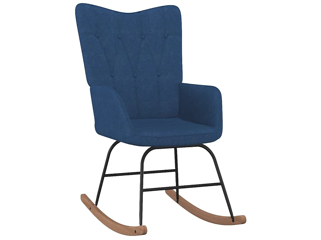 Fauteuil à bascule avec repose-pied Bleu Tissu LSJ7999