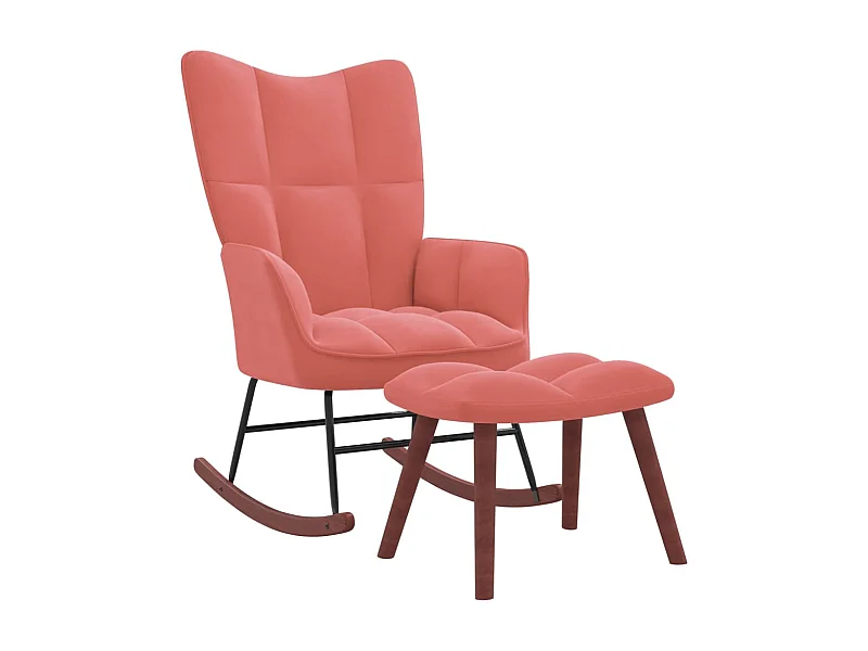 Fauteuil à bascule avec repose-pied Rose Velours BE31193