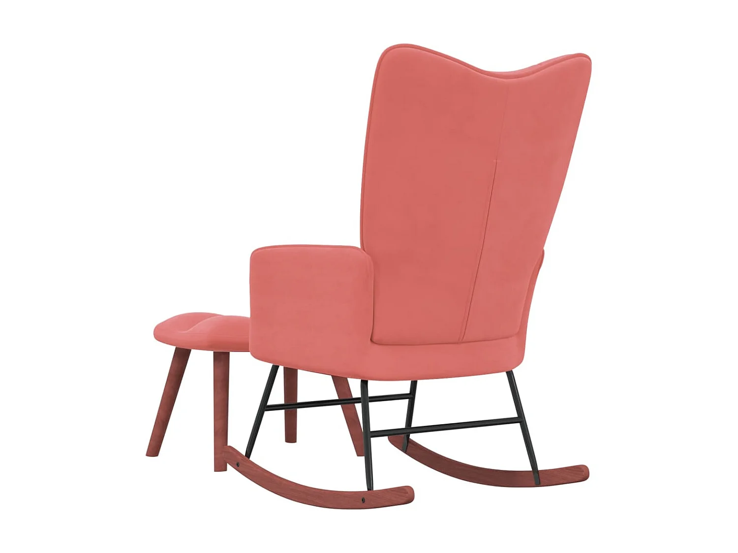 Fauteuil à bascule avec repose-pied Rose Velours BE31193