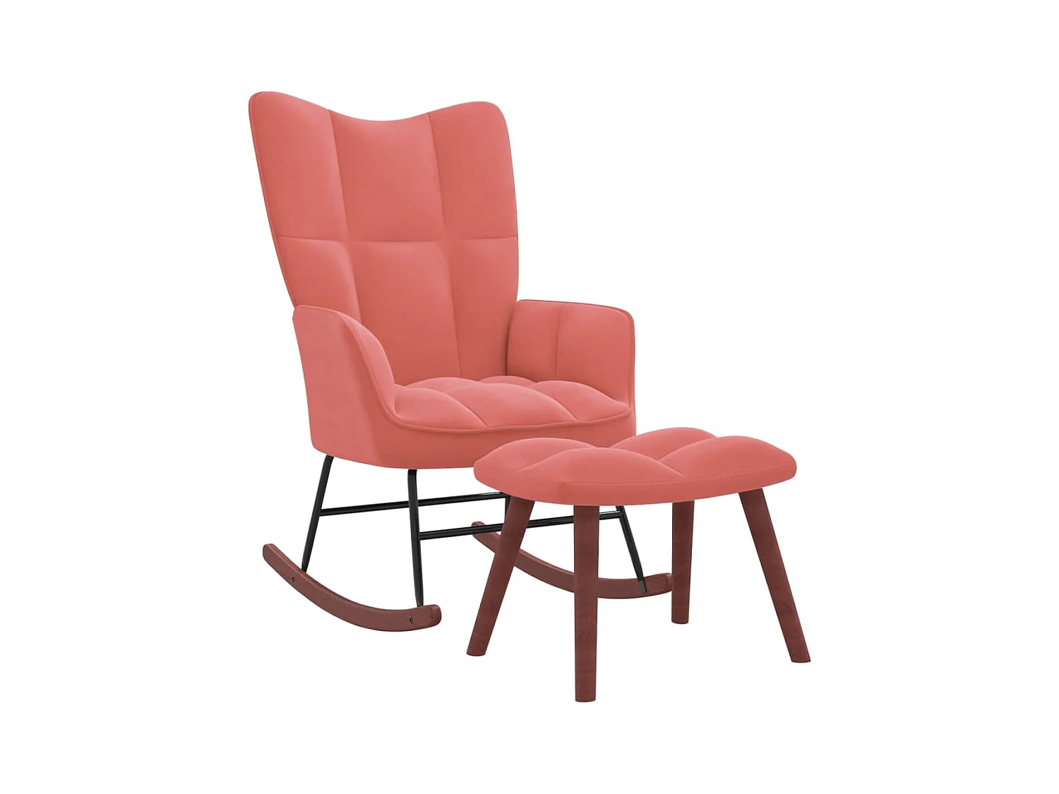 Fauteuil à bascule avec repose-pied Rose Velours BE31193