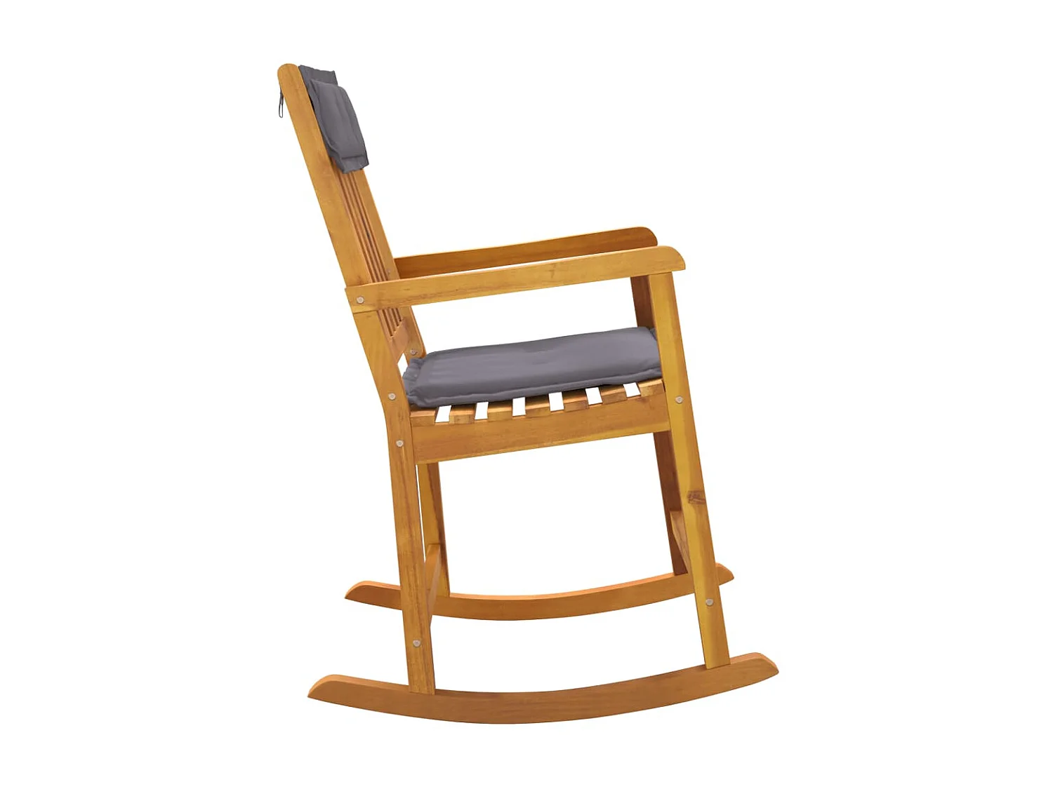 Fauteuil à bascule avec coussins bois massif d'acacia BE68026