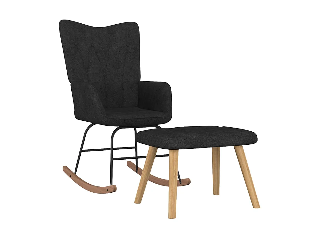 Fauteuil à bascule avec repose-pied Noir Tissu BE9696