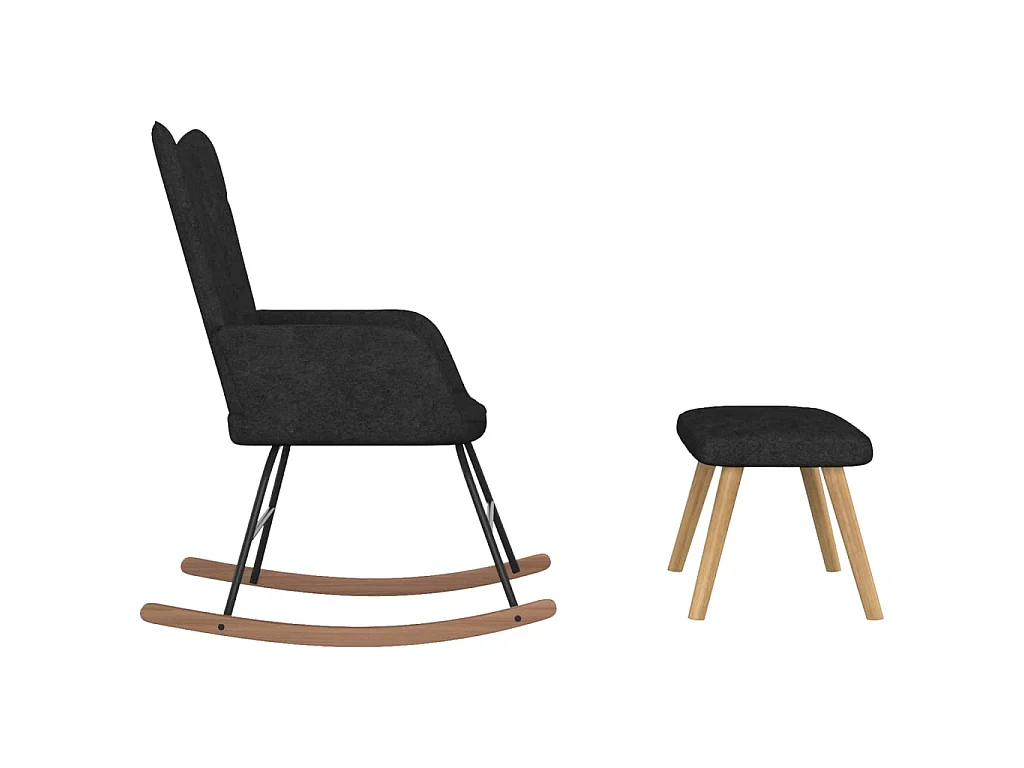 Fauteuil à bascule avec repose-pied Noir Tissu BE9696