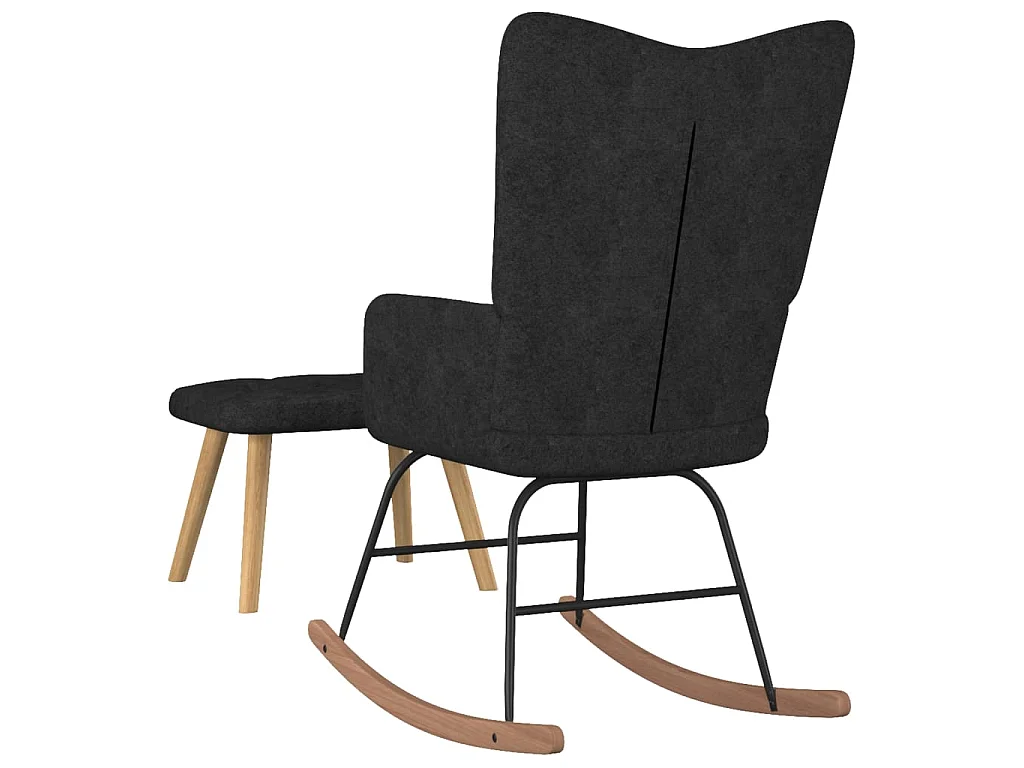 Fauteuil à bascule avec repose-pied Noir Tissu BE9696