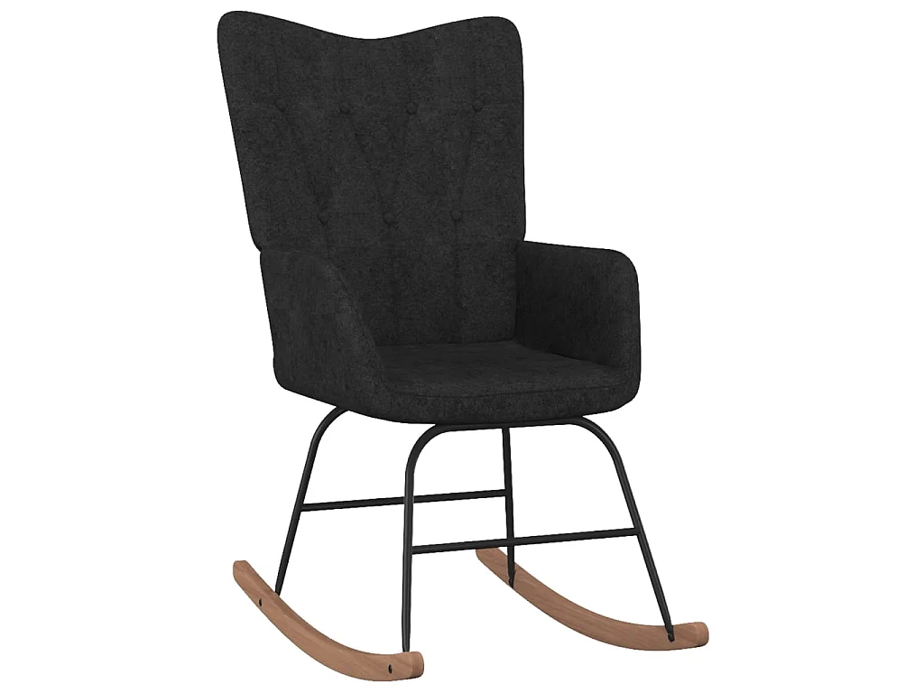 Fauteuil à bascule avec repose-pied Noir Tissu BE9696
