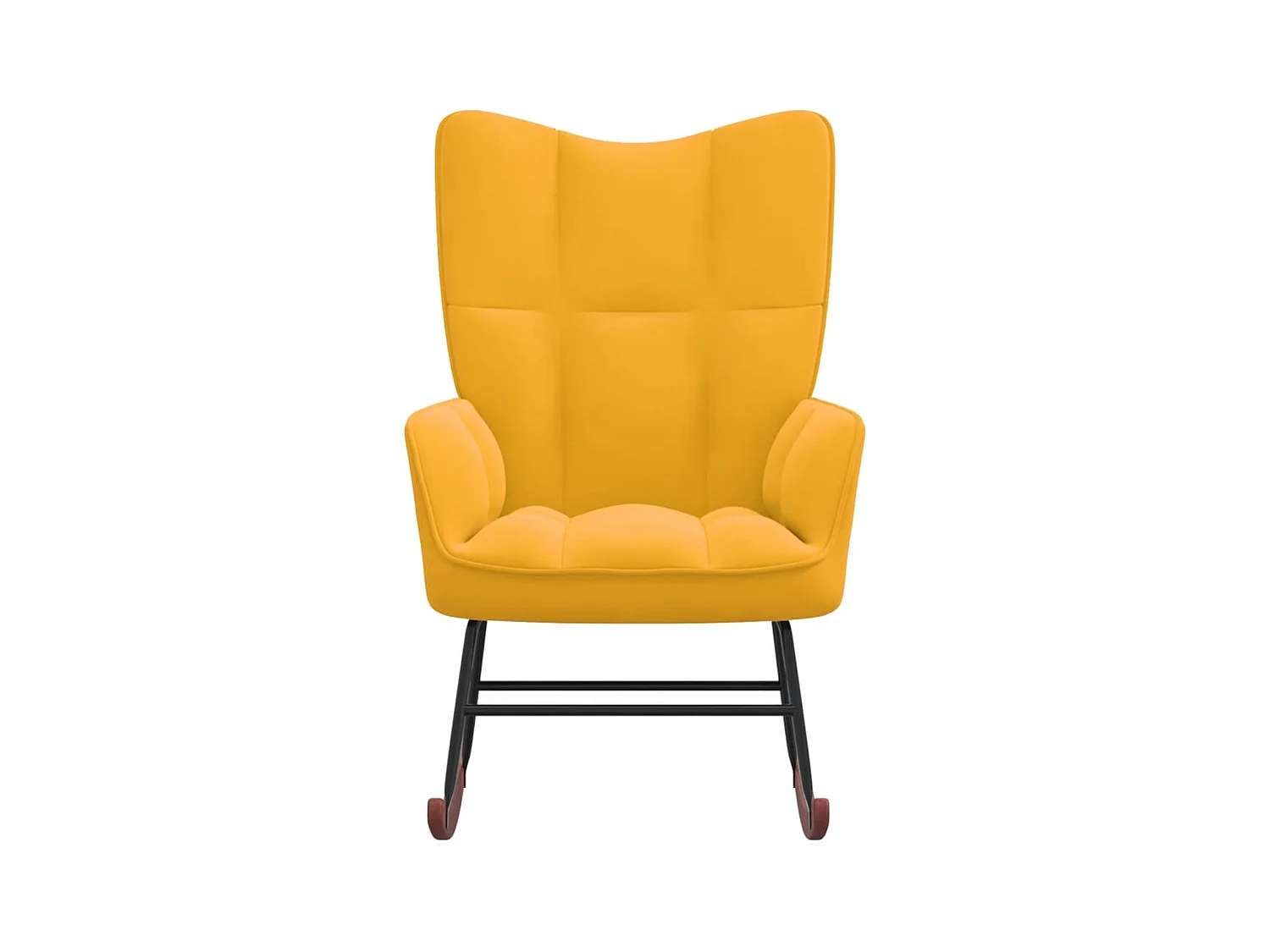 Silla mecedora de terciopelo amarillo mostaza ES76465