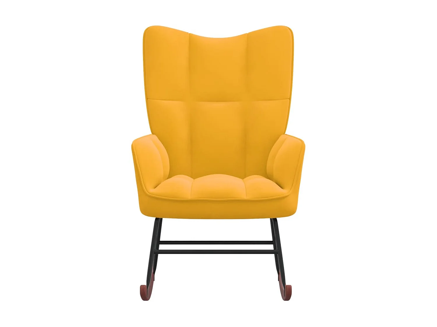 Silla mecedora de terciopelo amarillo mostaza ES76465
