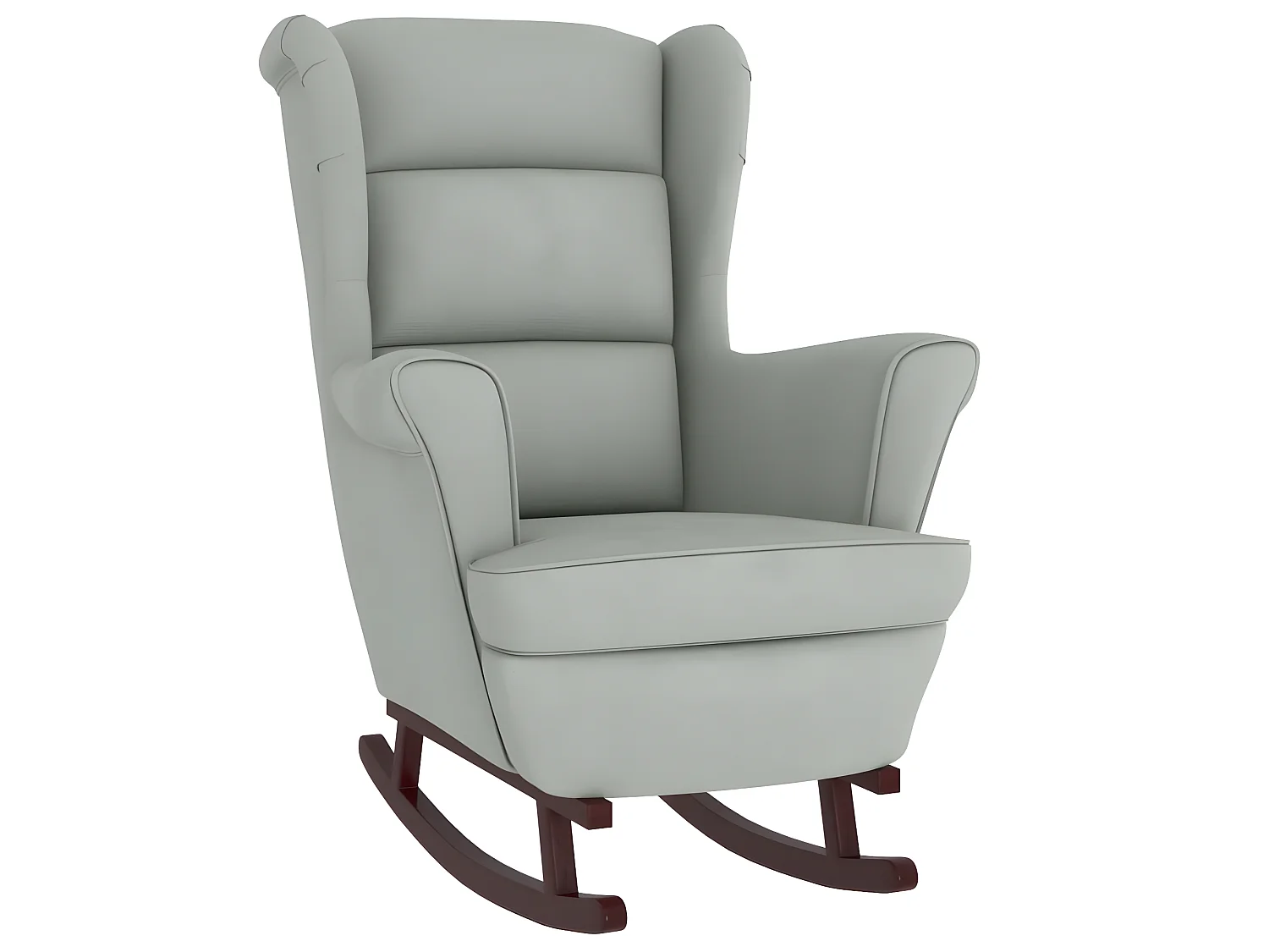 Fauteuil à bascule avec pieds en bois et tabouret gris clair BE3980