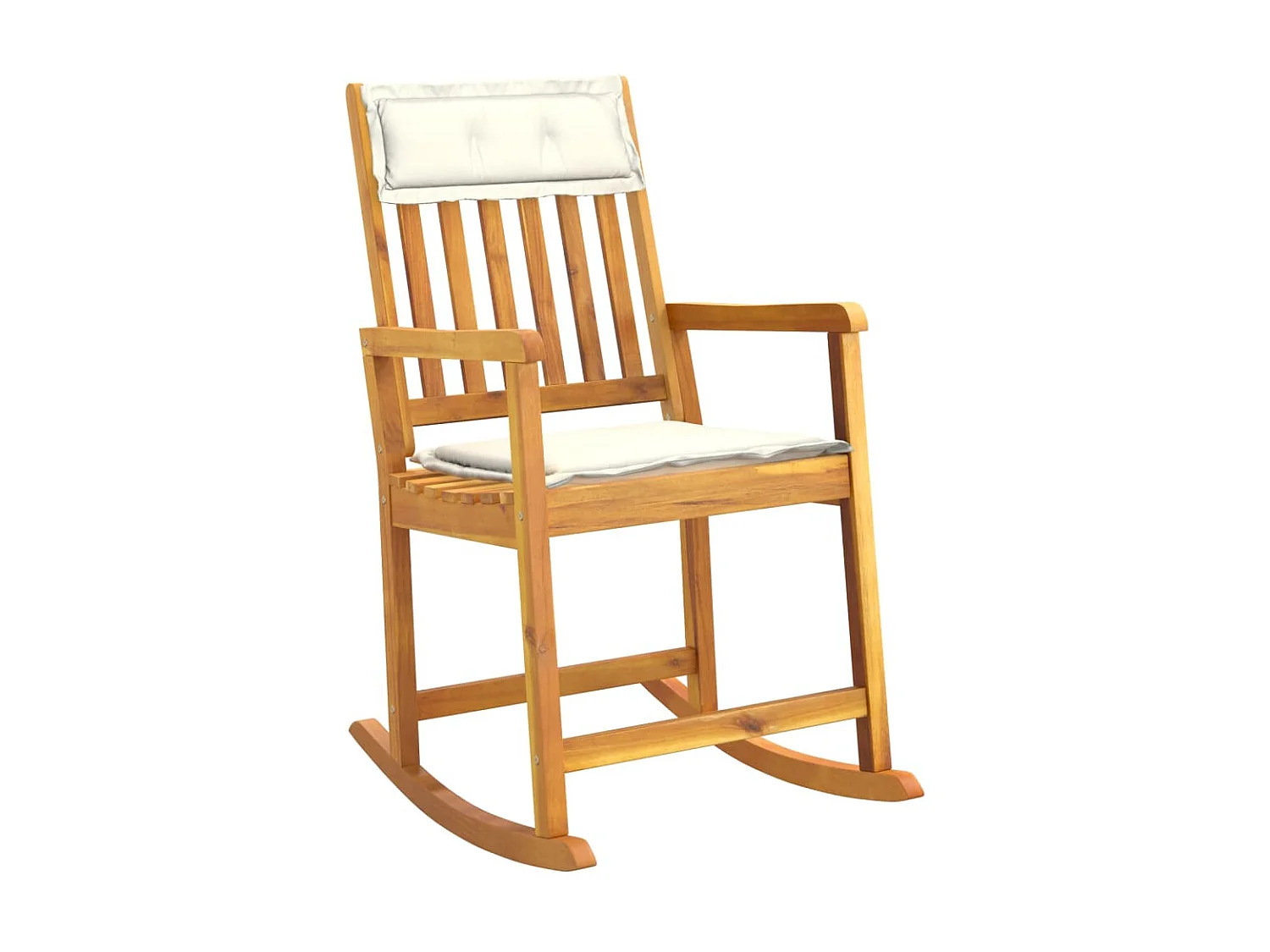 Fauteuil à bascule avec coussins bois massif d'acacia BE26281