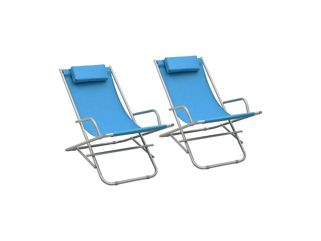 Lot de 2 Chaises à bascule Acier Bleu BE36896