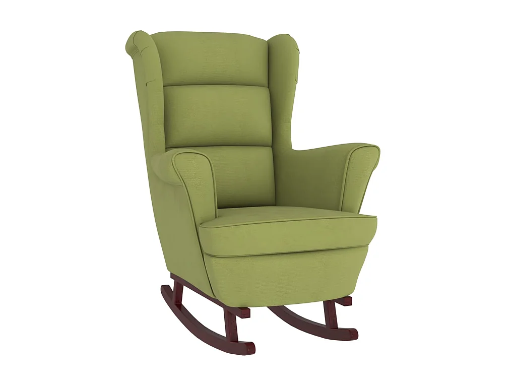 Silla mecedora patas de madera de caucho terciopelo verde claro ES69377