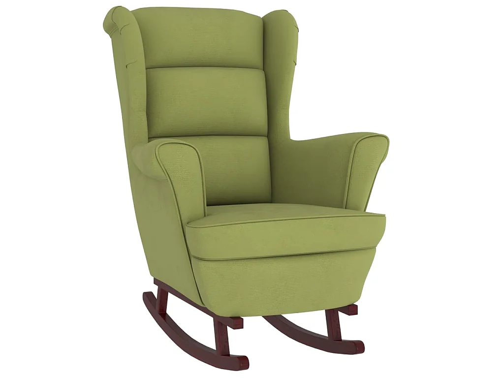 Silla mecedora patas de madera de caucho terciopelo verde claro ES69377