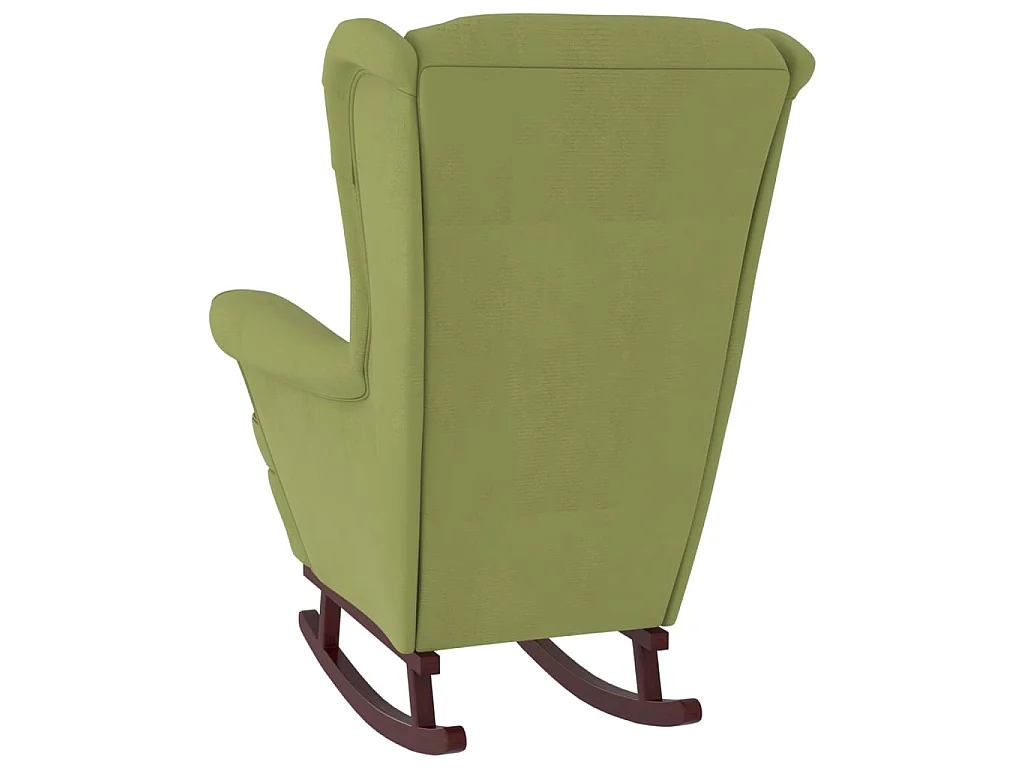 Silla mecedora patas de madera de caucho terciopelo verde claro ES69377