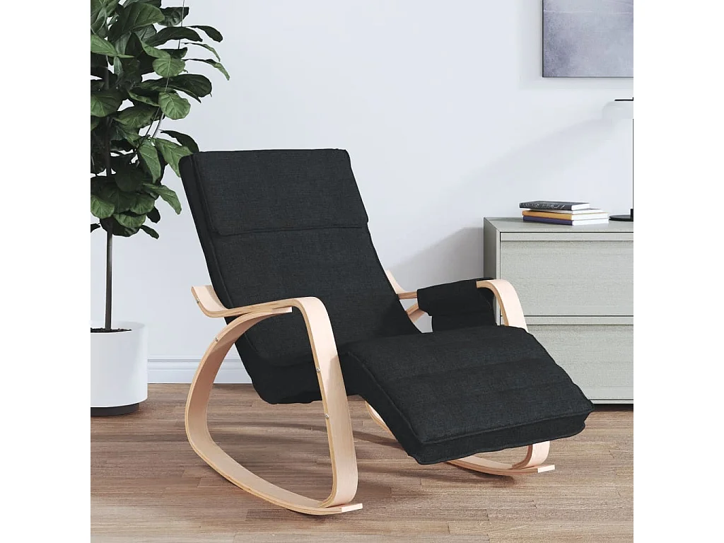Fauteuil à bascule Noir Tissu BE61530