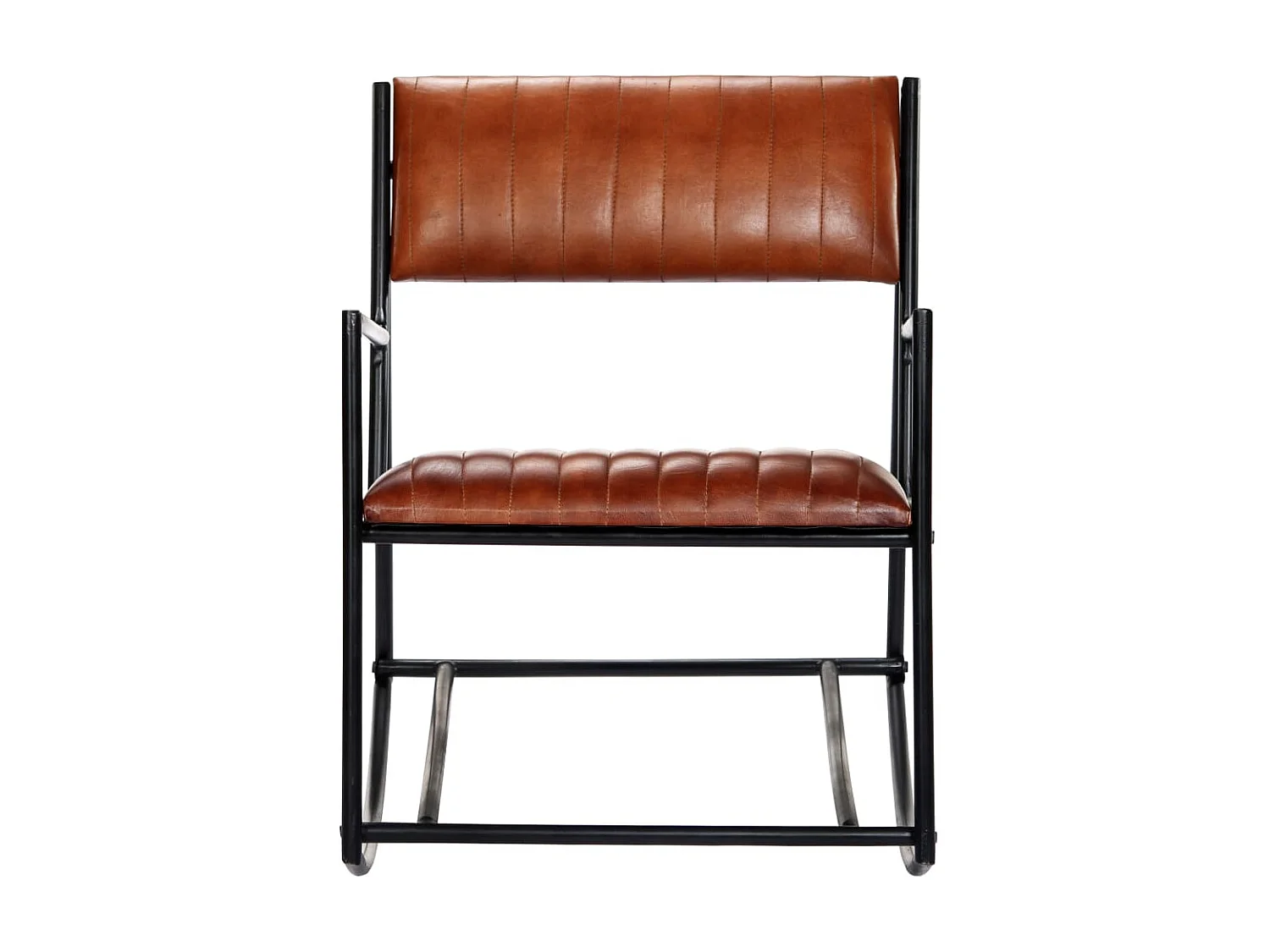Silla mecedora de cuero auténtico marrón ES67213
