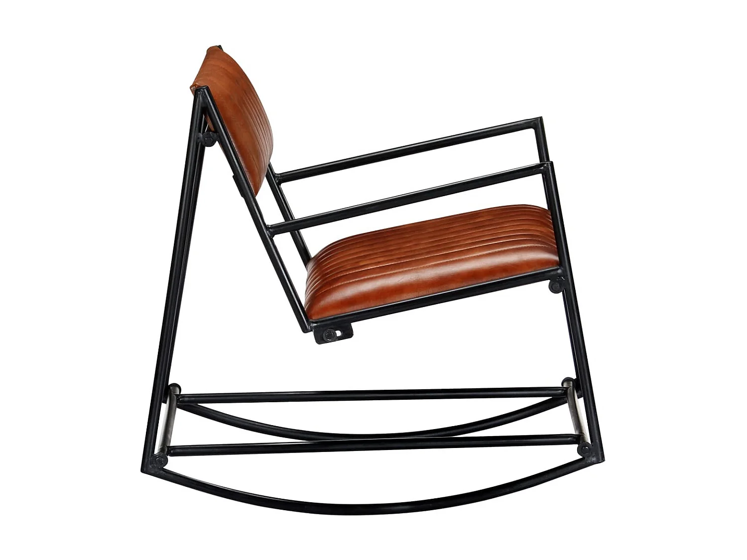 Silla mecedora de cuero auténtico marrón ES67213