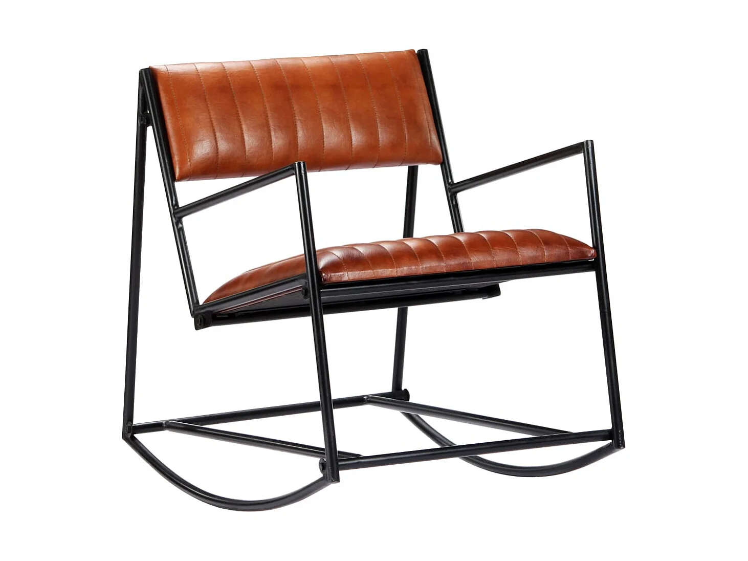 Fauteuil à bascule Marron Cuir véritable BE68048