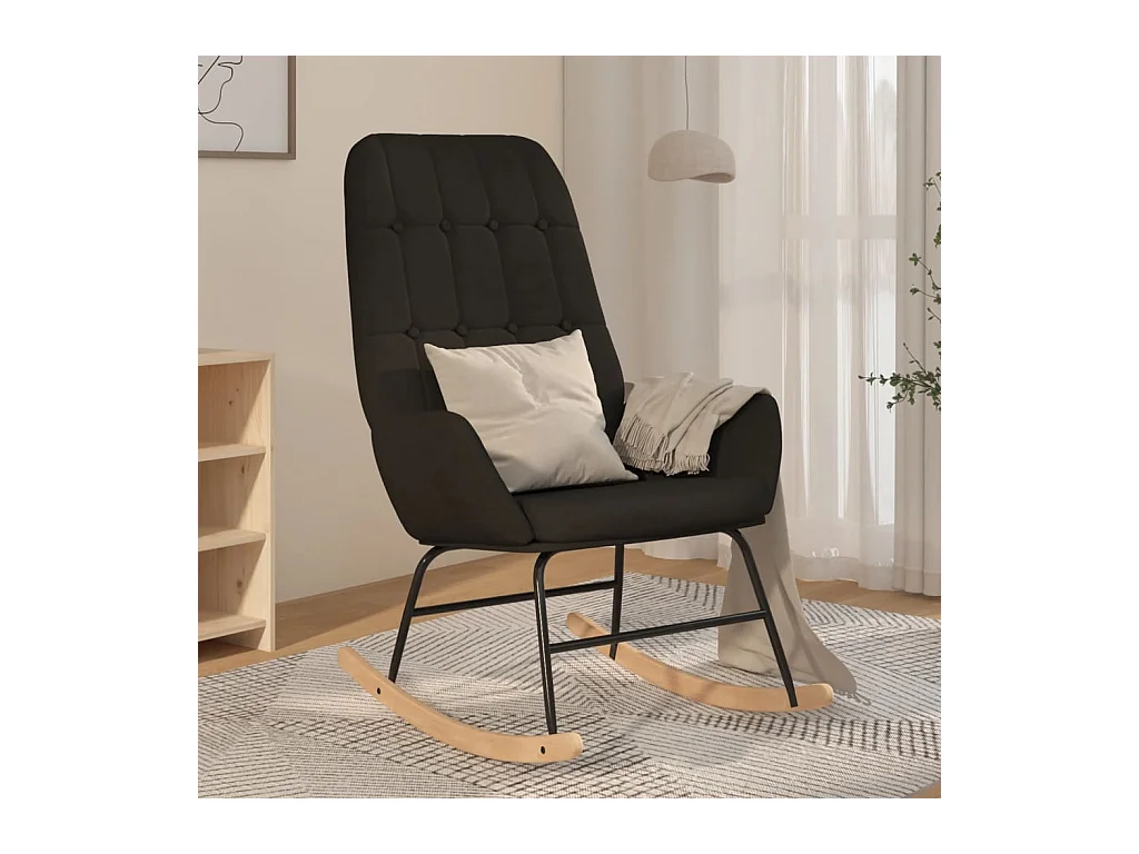 Fauteuil à bascule Noir Tissu BE7184