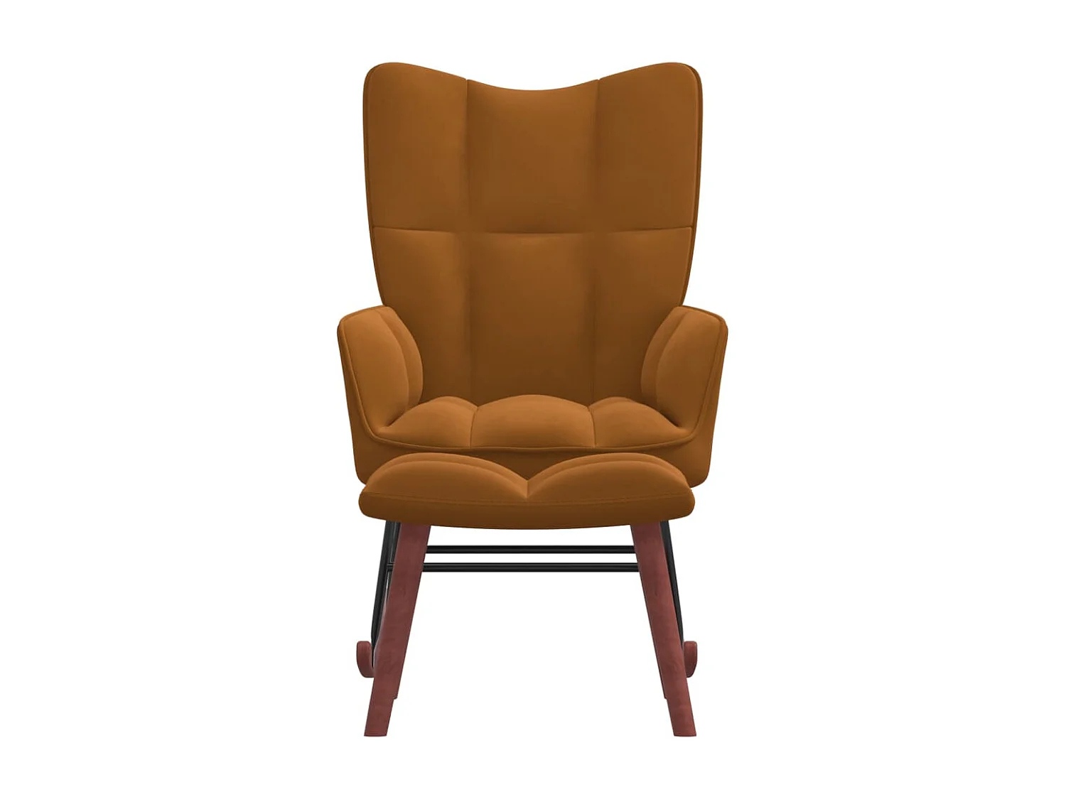 Fauteuil à bascule avec repose-pied Marron Velours BE58159