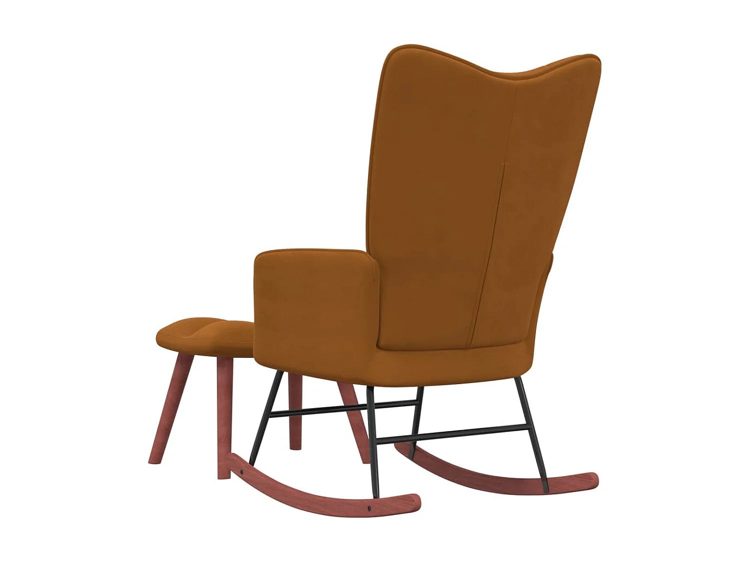 Fauteuil à bascule avec repose-pied Marron Velours BE58159